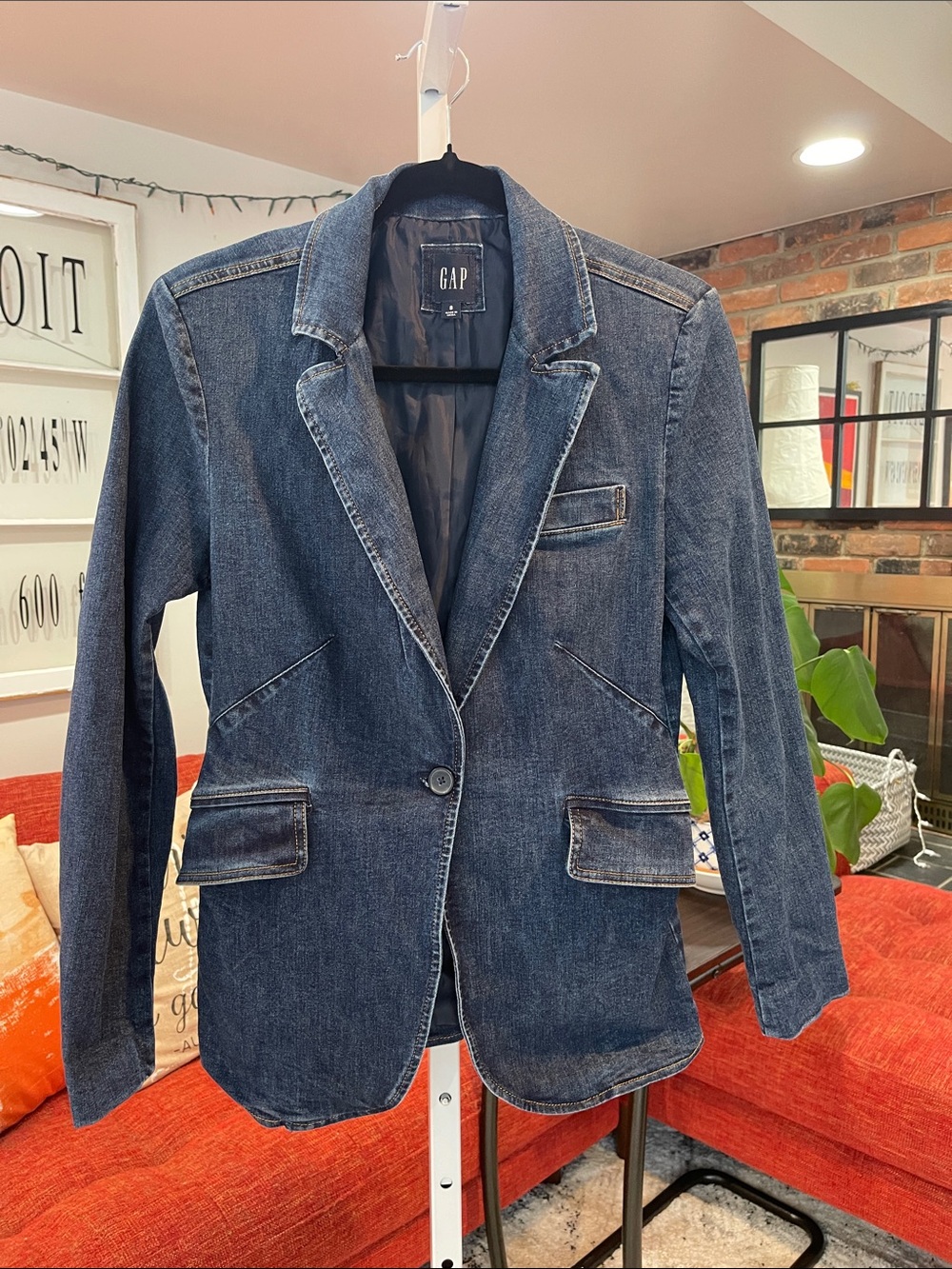 GAP Dark Indigo Denim Blazer Jacket